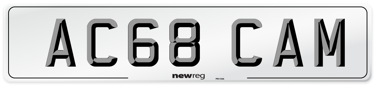 AC68 CAM Number Plate from New Reg